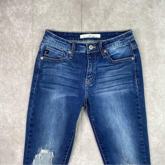 KanCan Womens Jeans Size 3 25 Dark Wash Mid Rise Distressed Denim Pants - Picture 3 of 16